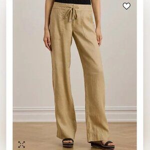 LAUREN Ralph Lauren Linen Wide-Leg Pants Size 6 Coastal Luxury Resort